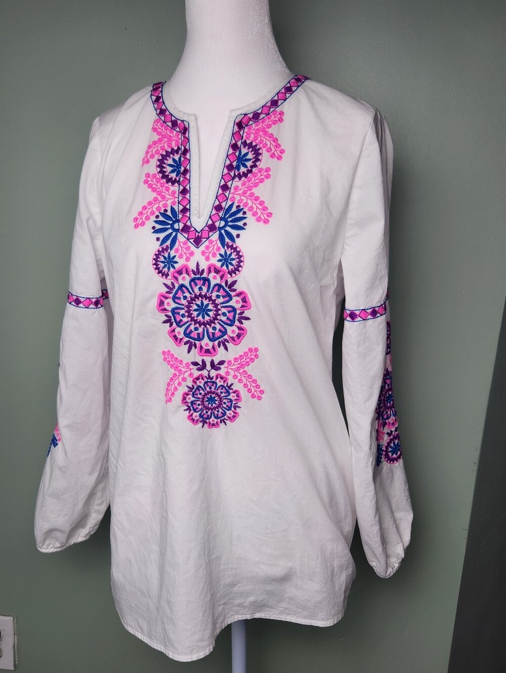 Lilly Pulitzer White Embroidered Tunic Top WhiteBoho Resort Chic Small